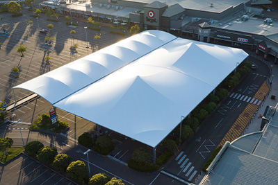 The Glendale Shopping Centre Carpark Canopy, a large PVC Membrane Structure